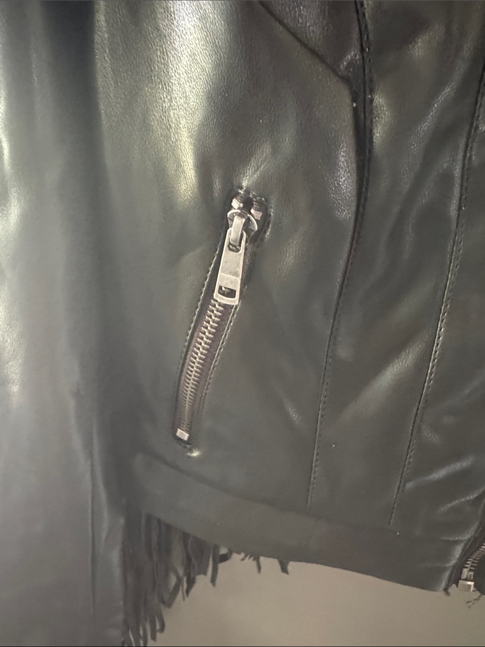 Super Soft Coalition LA Women's Black Vegan Leather Fringe Jacket - Picture 4 of 4
